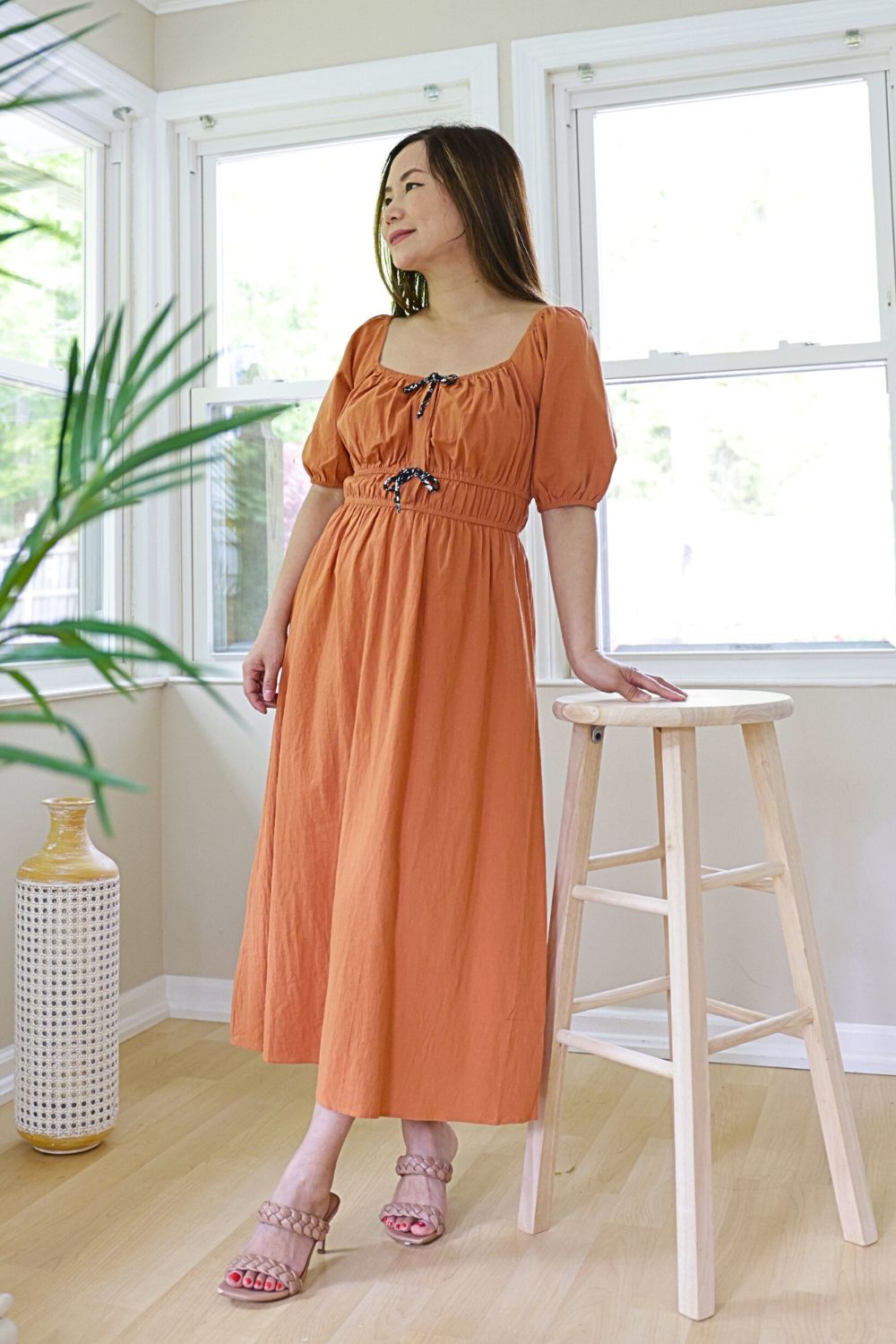 Sweetheart Neck Puff Sleeve A-line Dress